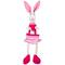 16.5" Pink & Cream Sitting Girl Easter Rabbit Figure with Dangling Legs
